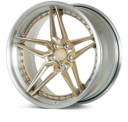 Lega di alluminio Audi Forged Wheels 6061 - T6 raso Grey Barrel Shape Rim nero 24inches