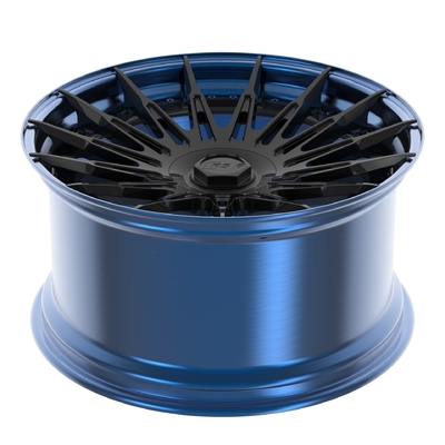 Cerchi in lega di alluminio forgiato da 21 pollici a 2 pezzi, disco nero lucidato a labbra blu lucido