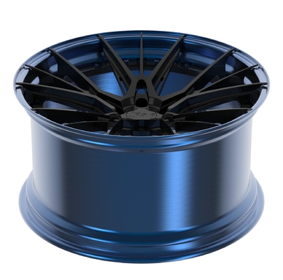 Cerchi in lega di alluminio forgiato da 21 pollici in 2 pezzi con disco nero lucidato a labbra blu lucido