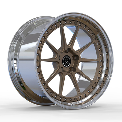 Audi S7 2019 19x8.5 5x112 ET25 Custom 2-PC Forgiato Cerchioni Stili di sintonizzazione Matt Broze Disc e Polished Lip