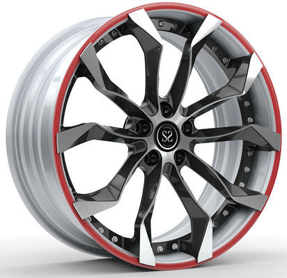 1995 Camaro Z28 Custom 2-PC Forgiato Rims 18x9 e 18x11, Nero lucido,Face Bianco,Anello Rosso