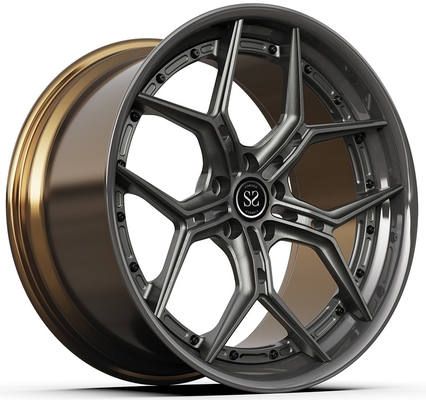 20x9 ET35/20x10 ET40/5x112/66.6 Disco grigio e barile di bronzo satinato 2-PC Cerchi auto di lusso Ruote Cerchi per auto universali