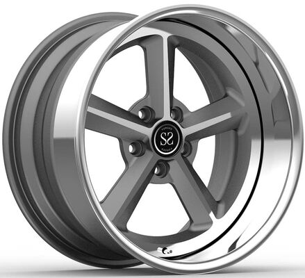 Cerchi Forgiati in 3 pezzi 19x10 e 20x14 con bordo lucidato e disco grigio per Corvette c6 z06 anno 2008