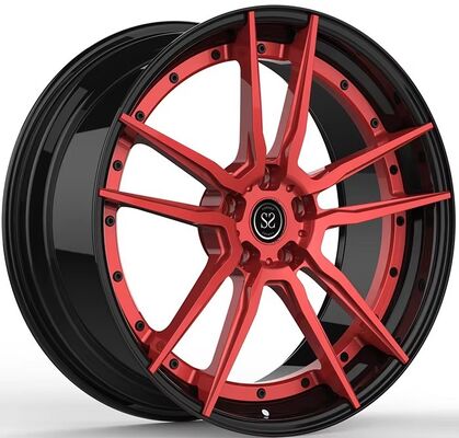 BMW X6 M F96 21x10.5 e 21x11 Custom 2-PC Cerniere Rosso faccia e lucente neri barili