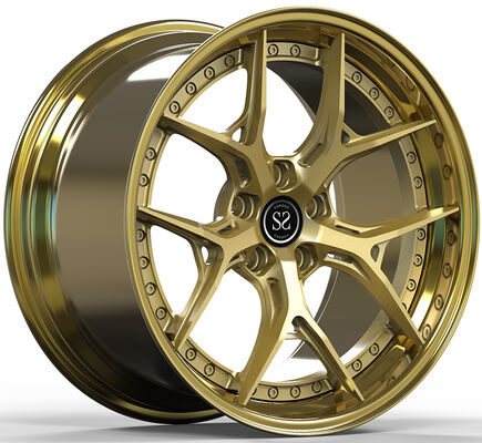 19x9.5 2 pezzi di ruote forgiate con disco in oro e labbra in oro lucido per Mercedes E220 2003