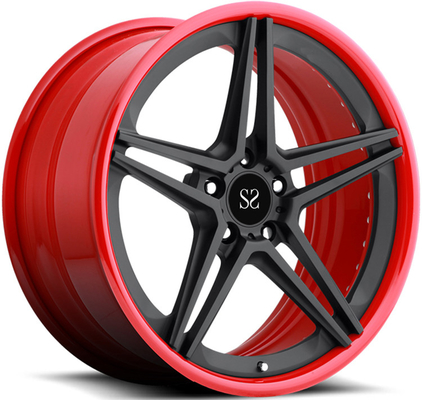 21inch 9.5J ha personalizzato gli orli della lega 2-PC per Ferrari 458 Speciale che il nero rosso di lucentezza ha forgiato le ruote
