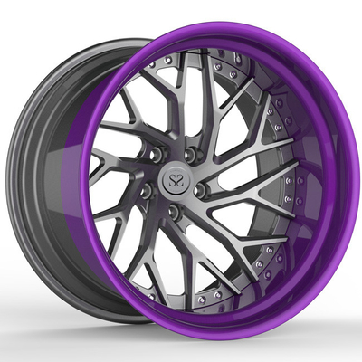 Matte Gun Metal Disc Lip la lega di alluminio che di porpora borda 2 pezzi 19inch S5 19x9.5 19x12 ha vacillato le ruote di automobile
