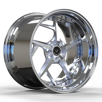 Il fronte ha spazzolato il raggio ricoprente Chrome spinge 2 pezzi 18x7 19x12 ha vacillato gli orli del mustang della lega