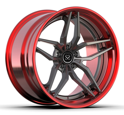 Vacillato 3 pezzi ha forgiato gli orli concavi eccellenti dell'automobile della lega di Grey Red Wheels For 20inch